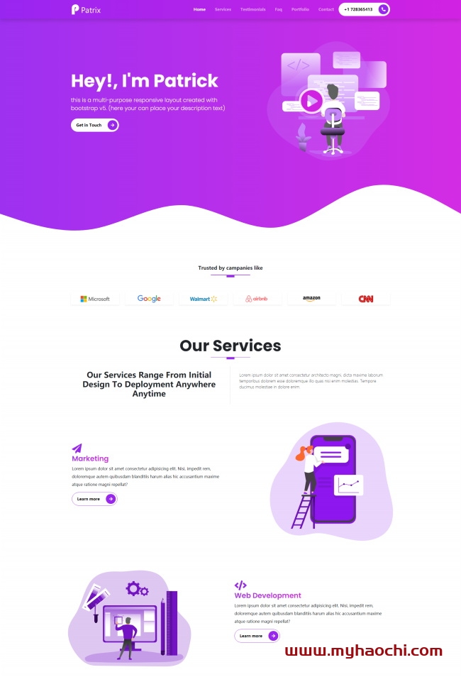 紫色风格互联网公司网站模板